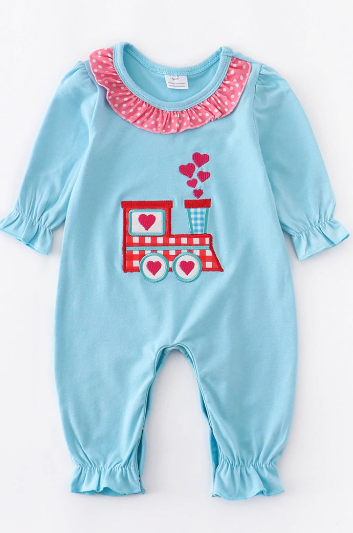 Valentine's Train Applique Romper