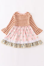 Load image into Gallery viewer, Floral Ruffle Pink Stripe Dress
