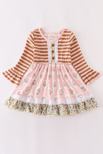 Load image into Gallery viewer, Floral Ruffle Pink Stripe Dress

