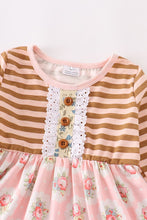 Load image into Gallery viewer, Floral Ruffle Pink Stripe Dress
