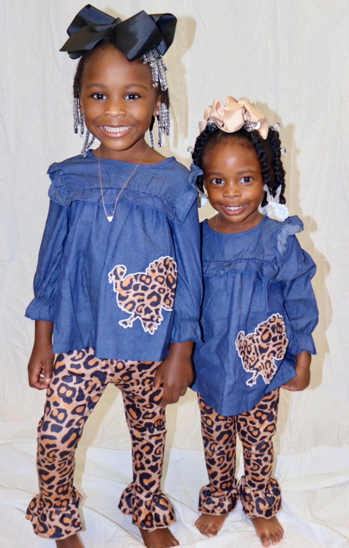 Turkey Denim Leopard Set