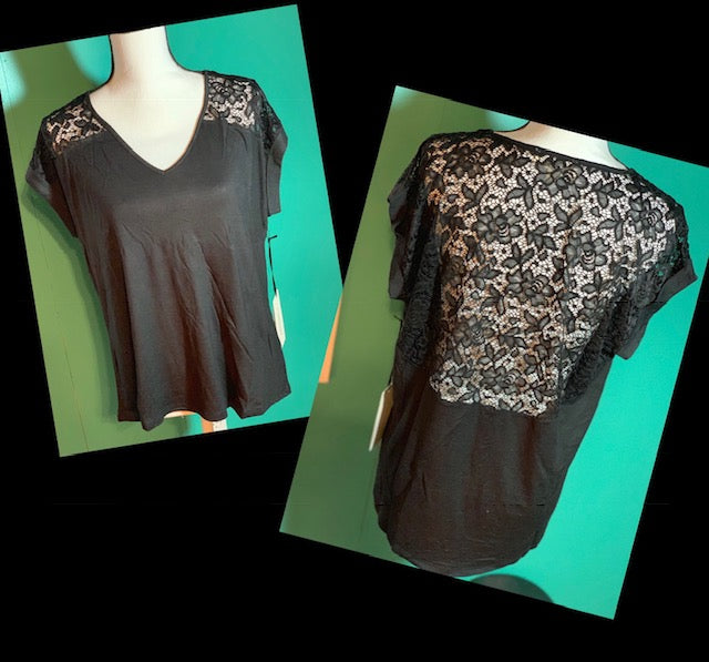 Black Lace Tee (Plus)