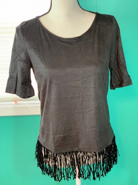 Black Velvet Fringe Tee