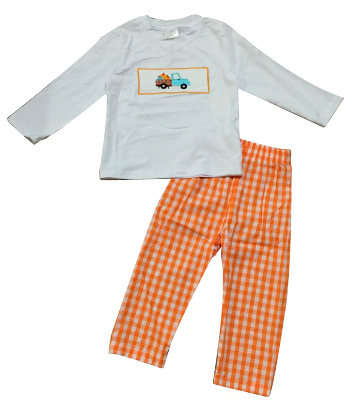 Fall Pumpkin Truck Boy Smock Set