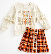 Load image into Gallery viewer, &quot;Thankful Blessed&quot; Ruffle Skirt Set
