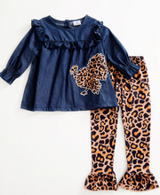 Load image into Gallery viewer, Turkey Denim Leopard Set
