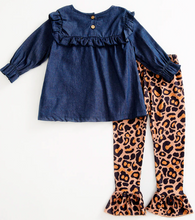 Load image into Gallery viewer, Turkey Denim Leopard Set
