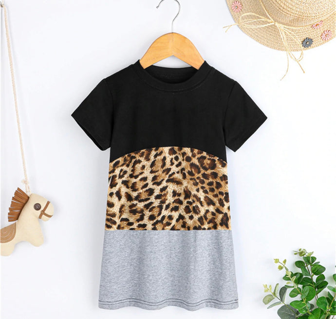 Leopard Black Short Sleeve Dress