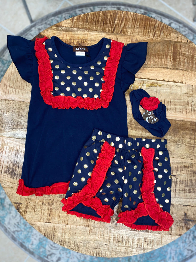 Ruffle Navy/Red Set