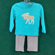 Load image into Gallery viewer, Teal Moose Plaid Brown Set
