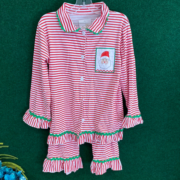 Girl Ruffle Santa Pj Set