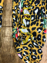 Load image into Gallery viewer, Mustard Animal Print Baby Bodysuit w/double zipper
