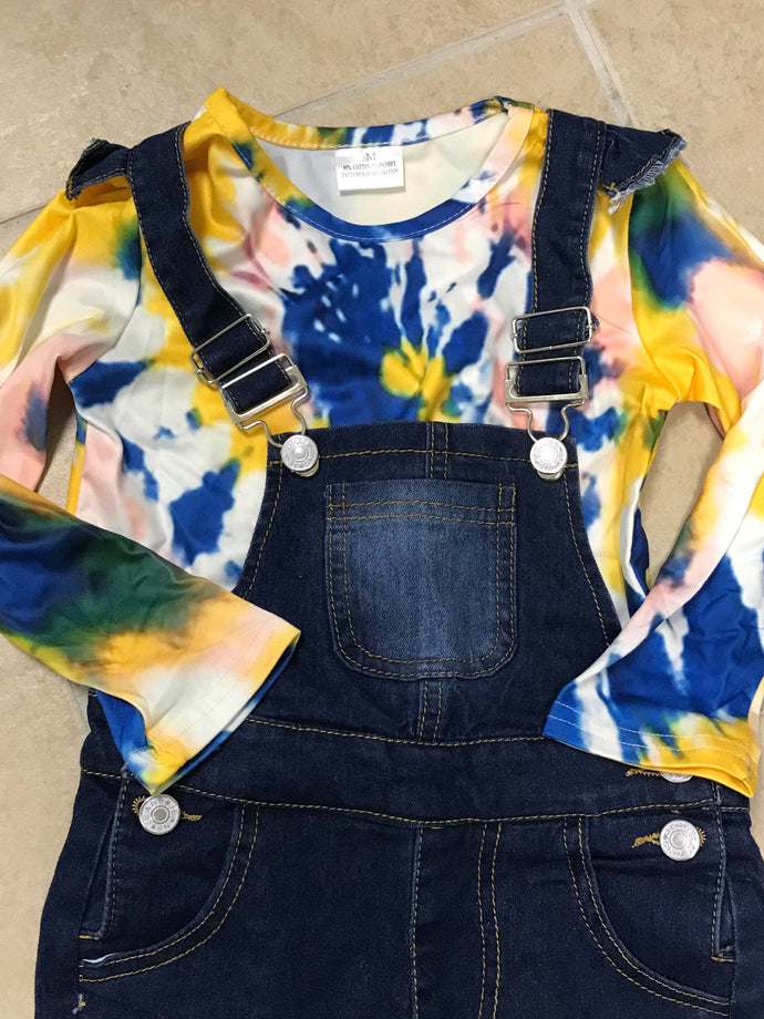 Tie Dye Bell Overalls Set