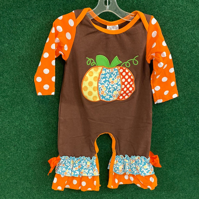 Pumpkin Polka Dot Romper