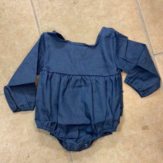 Denim Blue Ruffle Onesie