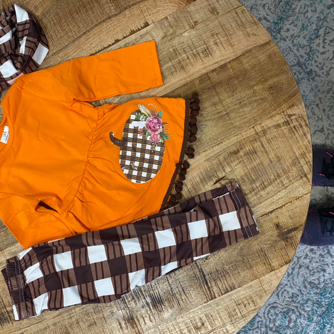 Pumpkin Print Tunic Set w/scarf