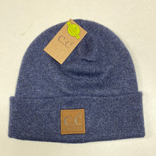 Load image into Gallery viewer, Unisex Ribbed Leather Patch C.C. Beanie
